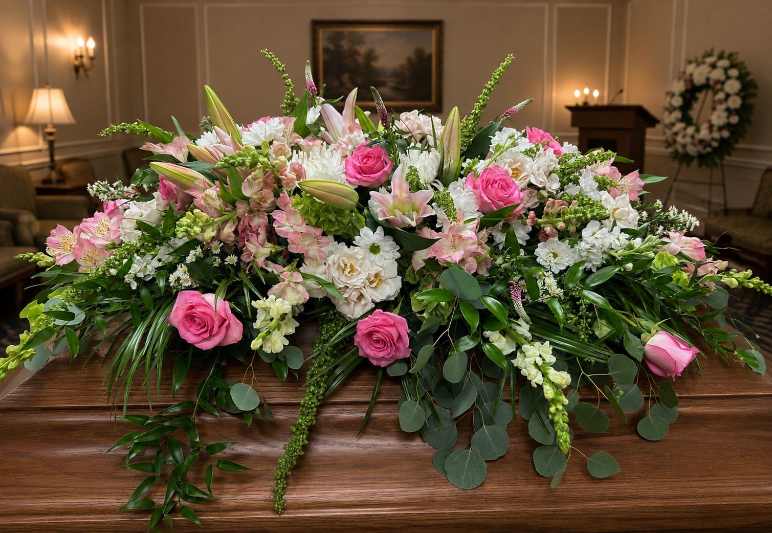 Blush and Bloom Casket Spray Flower Bouquet