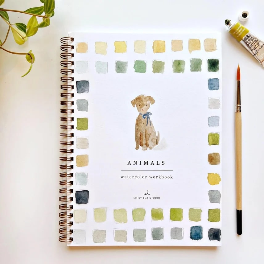 Animals Watercolor Workbook Flower Bouquet