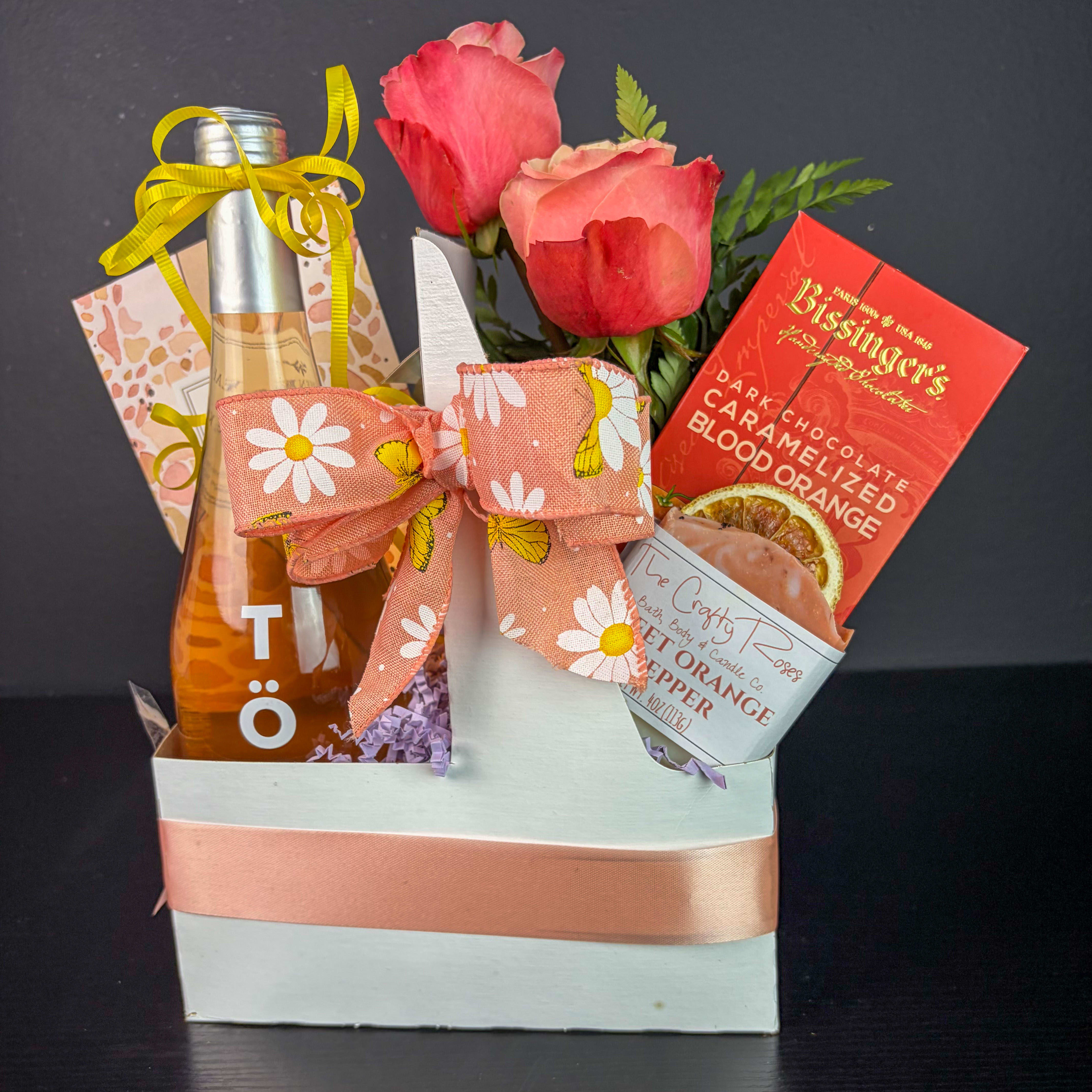 Shades of Peach Gift Caddy Flower Bouquet