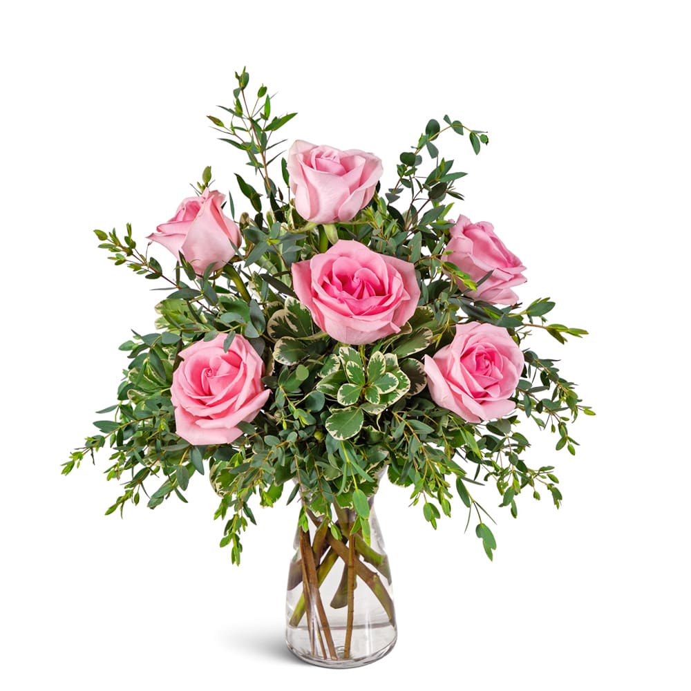 Half Dozen Pink Roses Flower Bouquet
