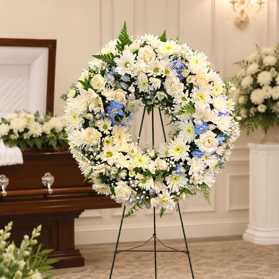 Heavenly Grace Sympathy Wreath Flower Bouquet