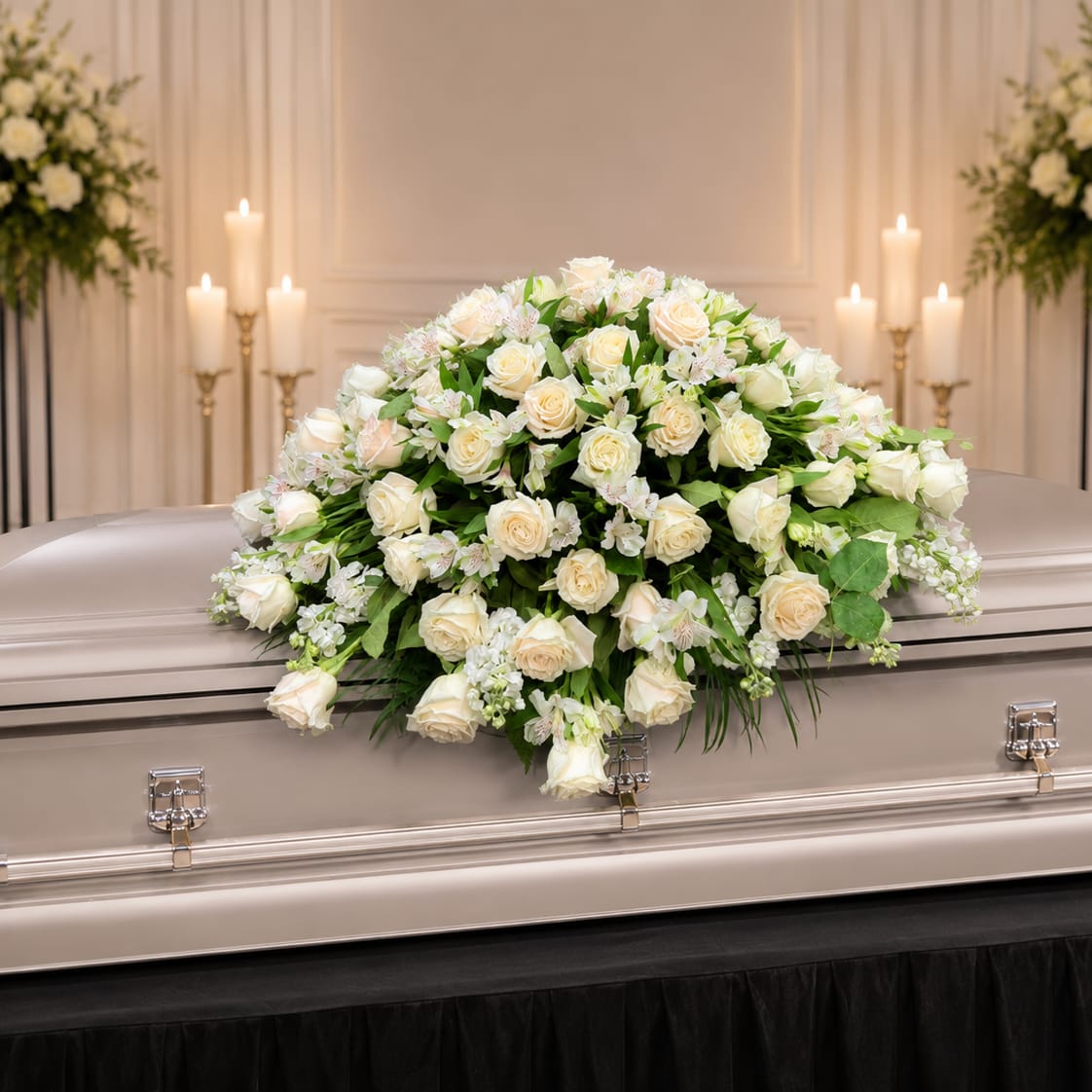 Ivory Grace Casket Spray Flower Bouquet