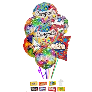 7 Congratulation Balloons with Choice of Candy