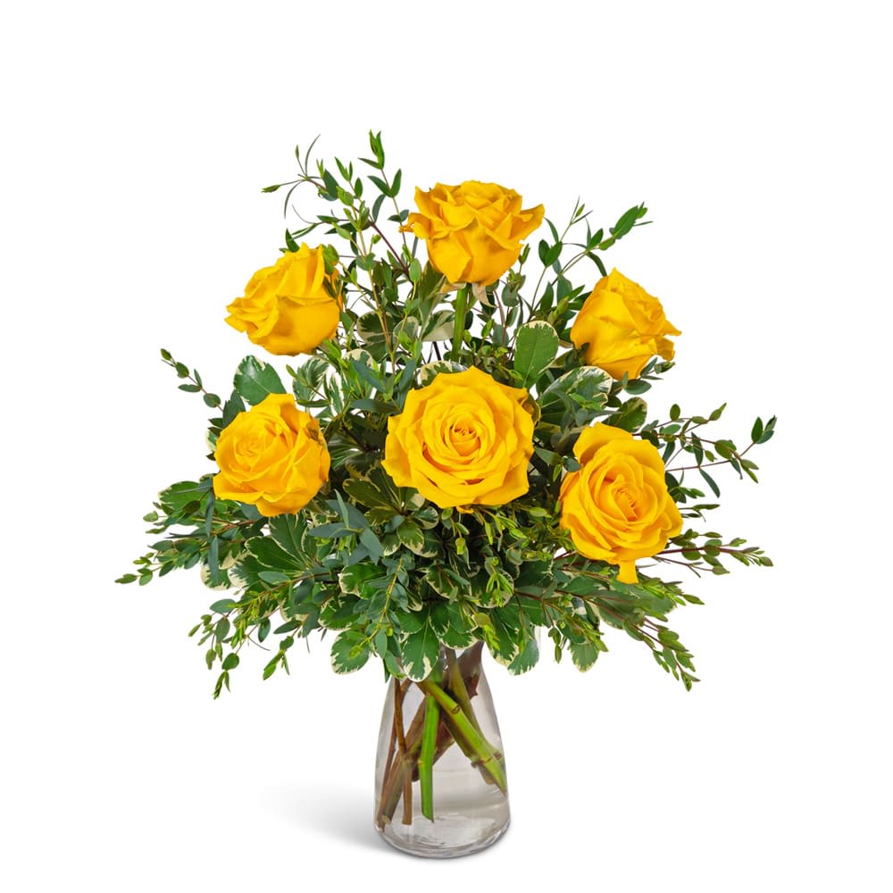 Half Dozen Yellow Roses Flower Bouquet