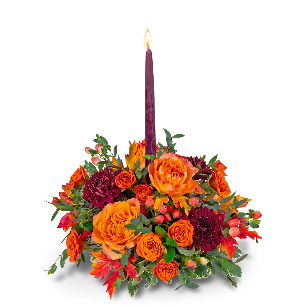 Persimmon Glow Centerpiece Flower Bouquet