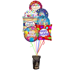 Popcorn & 7 Happy Birthday Balloons