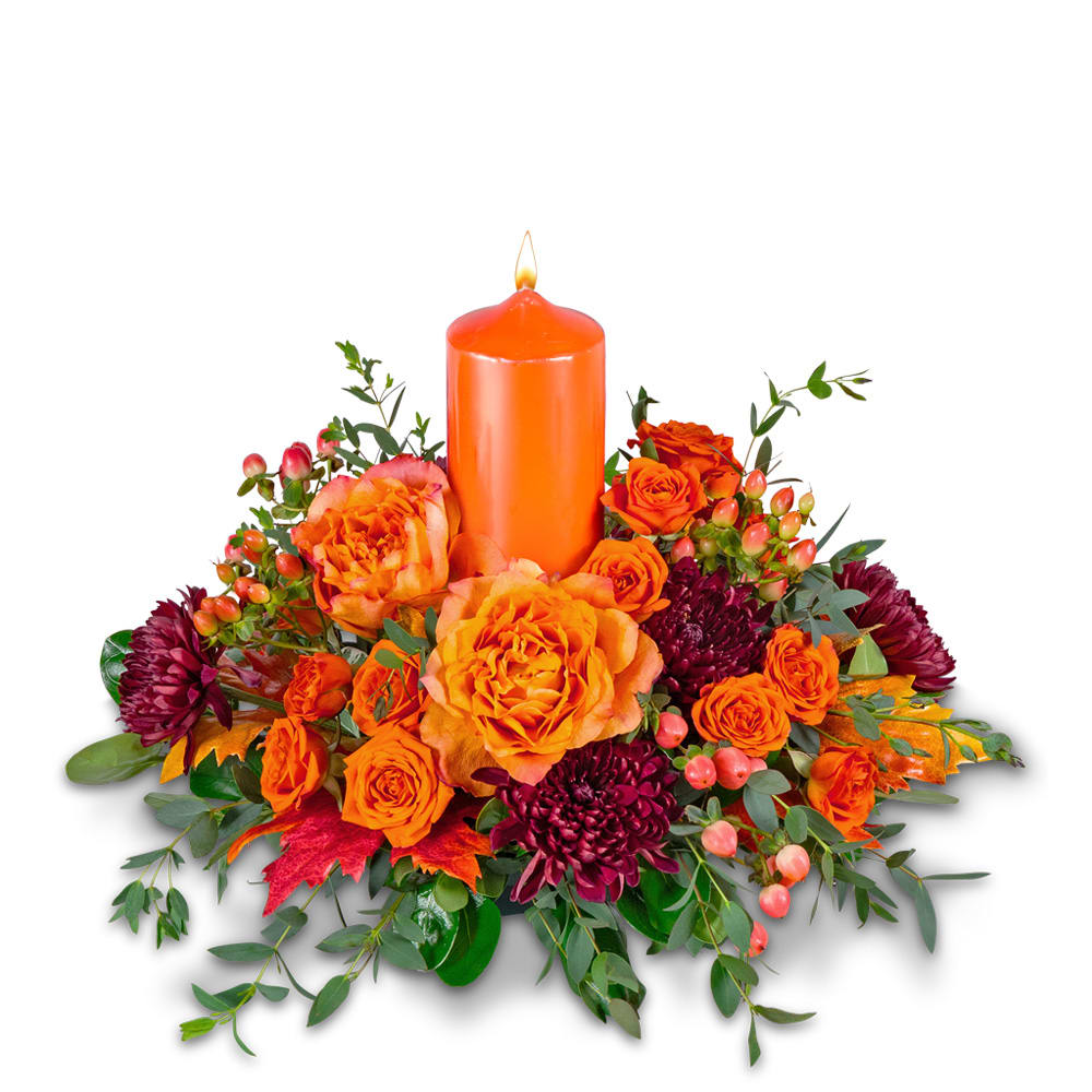 Persimmon Flame Centerpiece Flower Bouquet