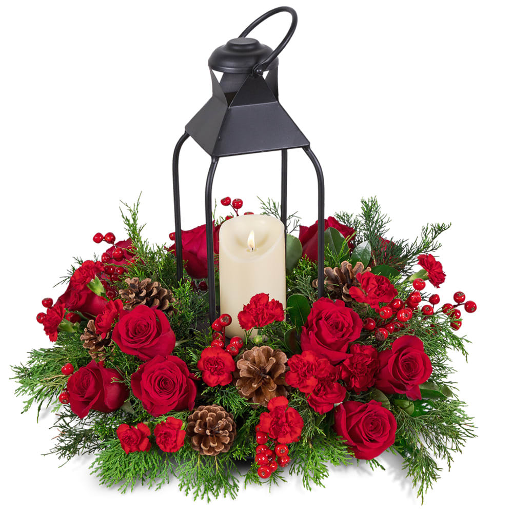 Evergreen Noel Lantern Flower Bouquet