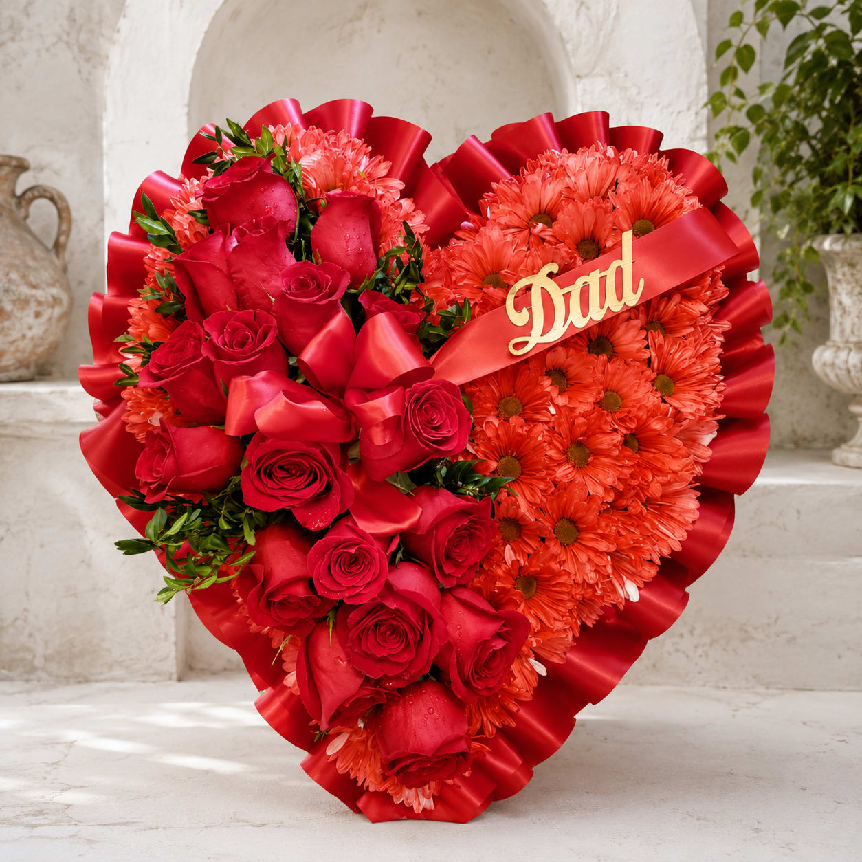 Red Heart with one-and-a-half dozen roses