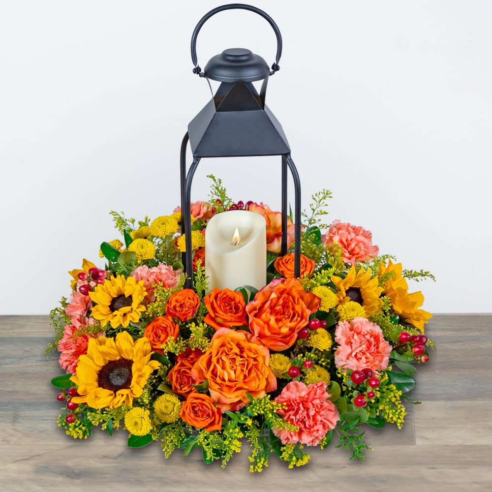Lush Goldenrod Lantern Flower Bouquet