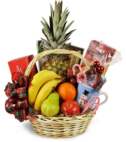 Bountiful Holiday Gift Basket Flower Bouquet