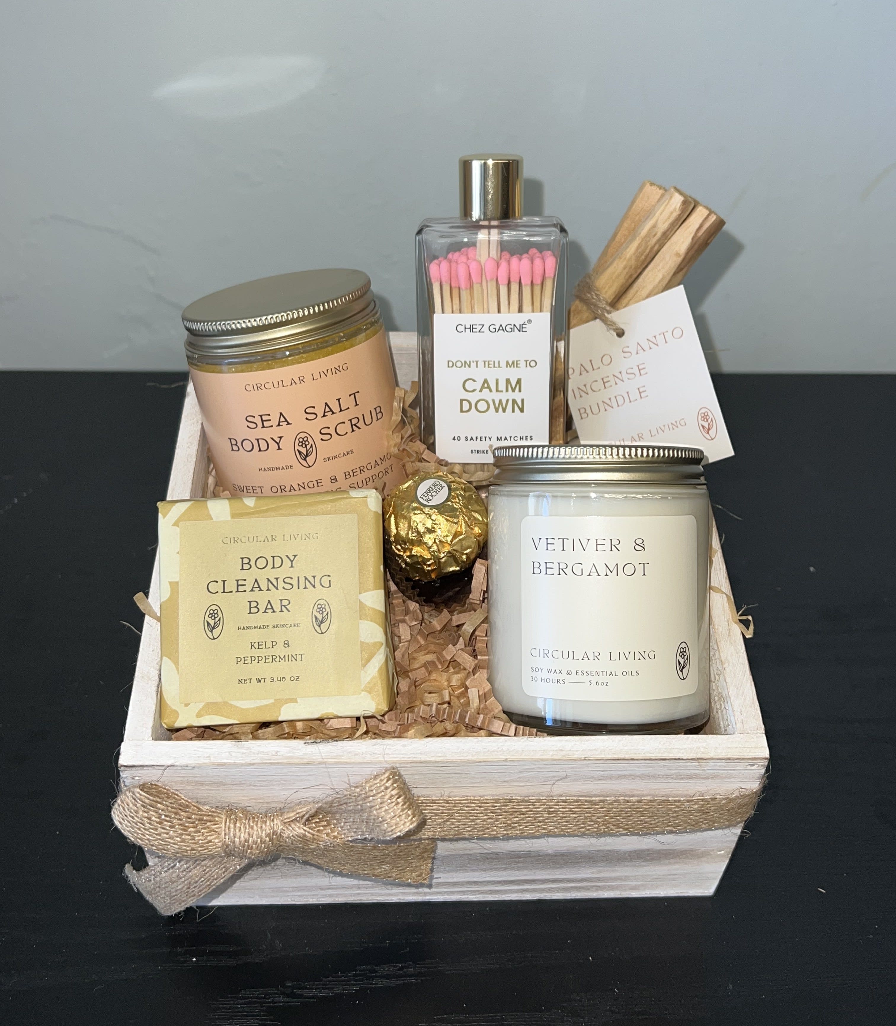 Serenity & Glow Gift Crate Flower Bouquet