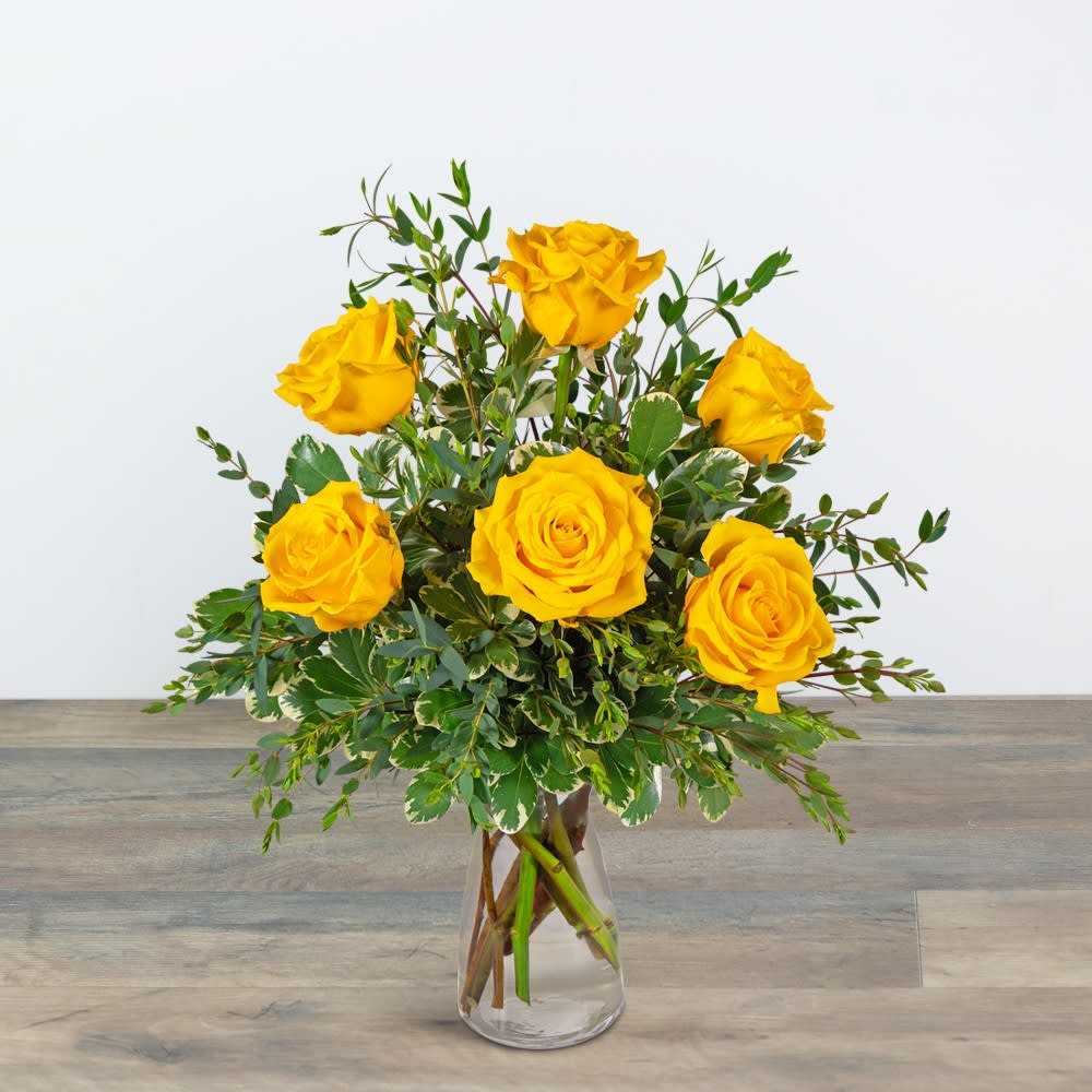 Half Dozen Yellow Roses Flower Bouquet