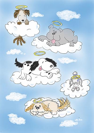 Angel Dogs Card Flower Bouquet