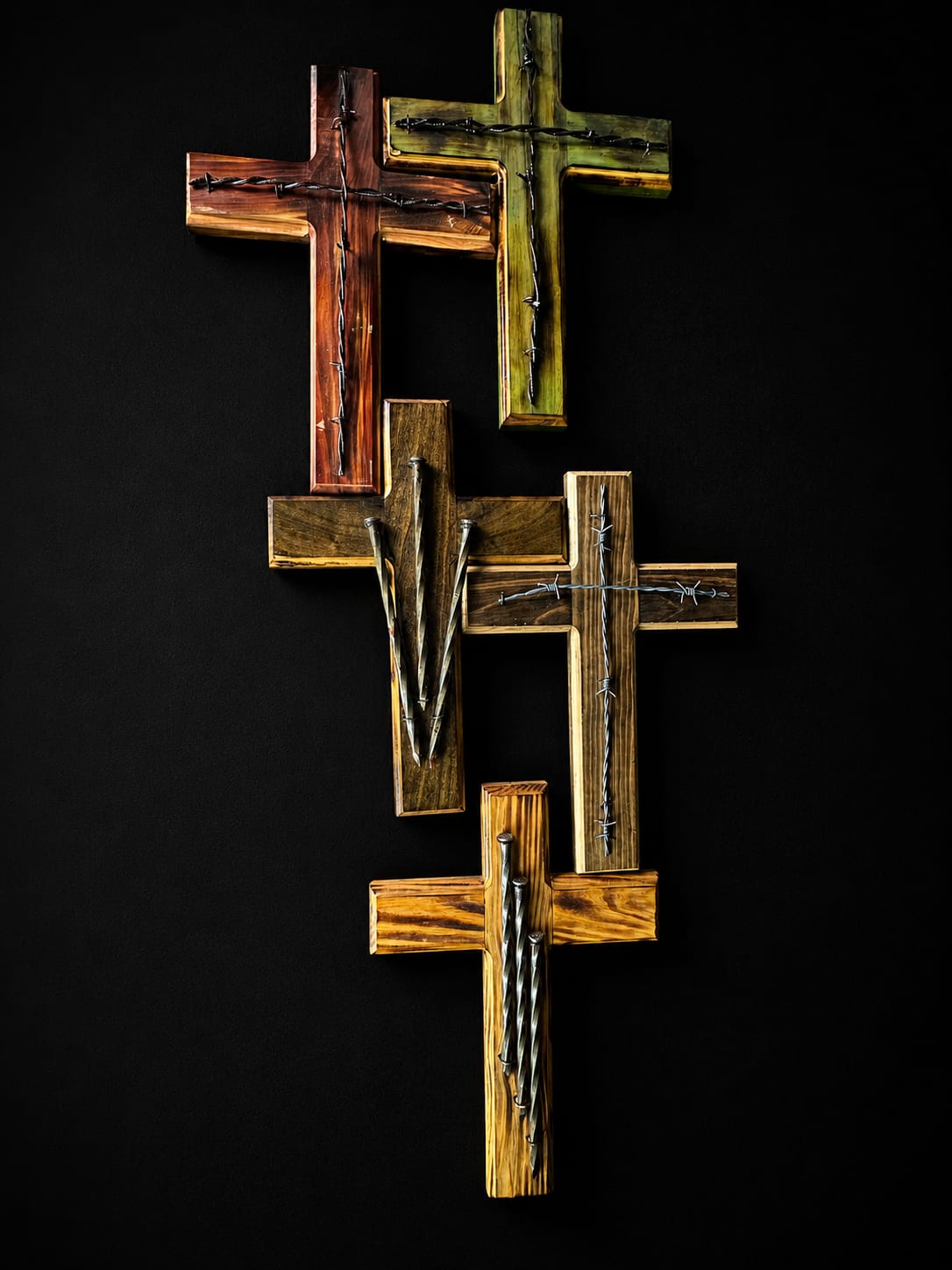 Hand Made Wooden Crosses Flower Bouquet