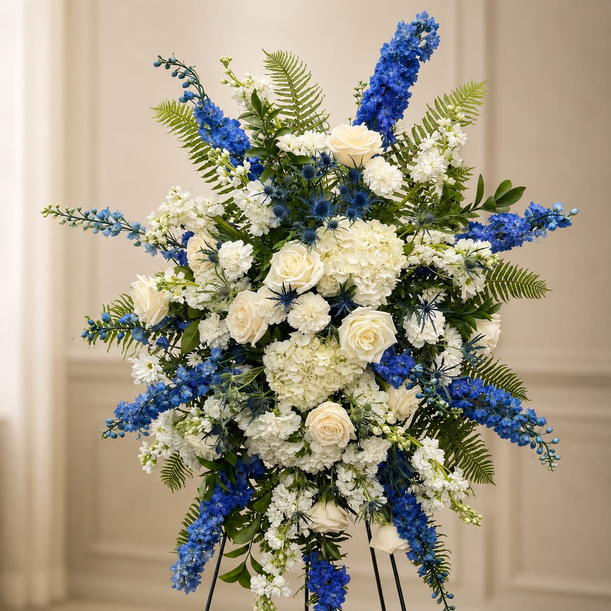 Striking Blue and White Remembrance Spray