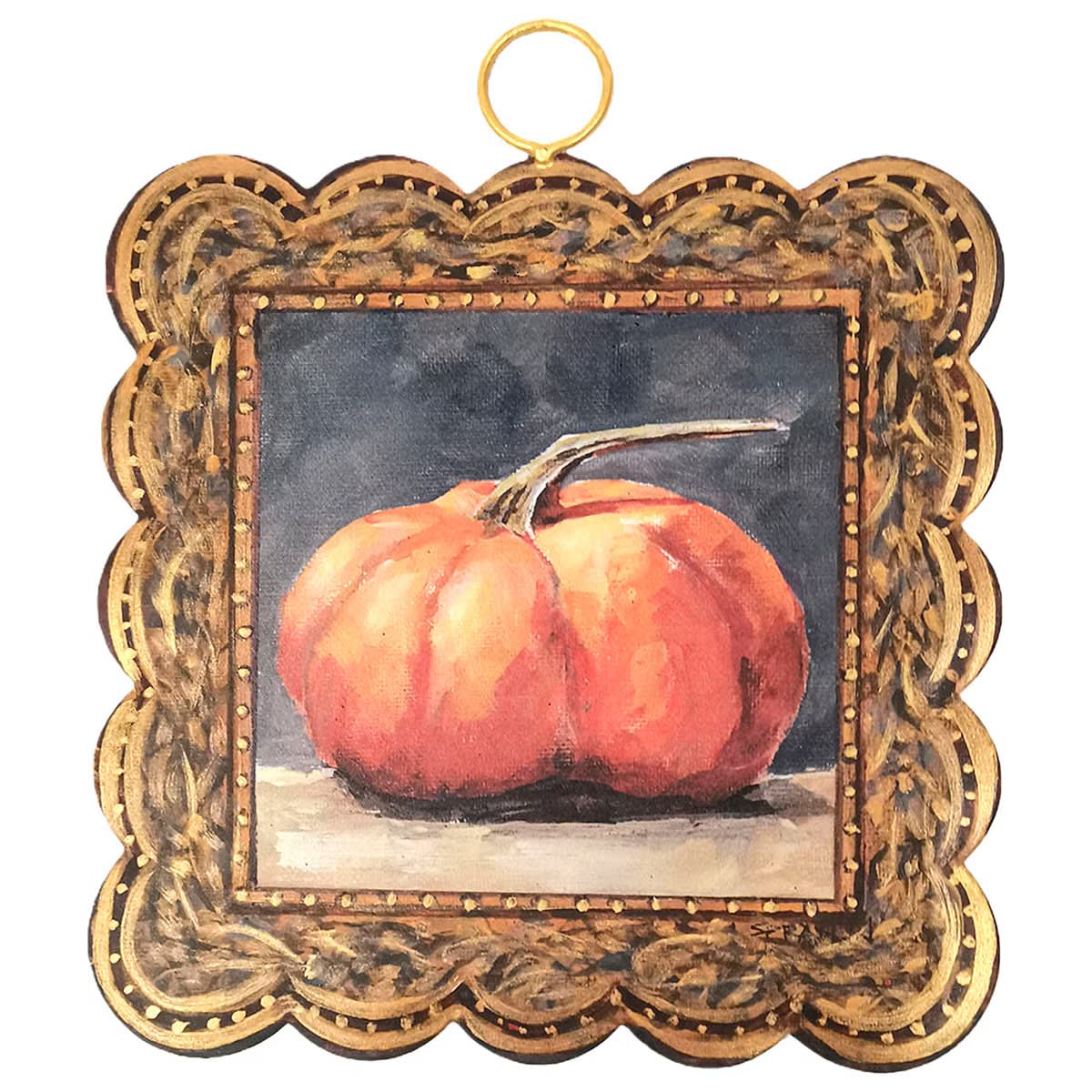 Mini Scallop Gilded Orange Pumpkin