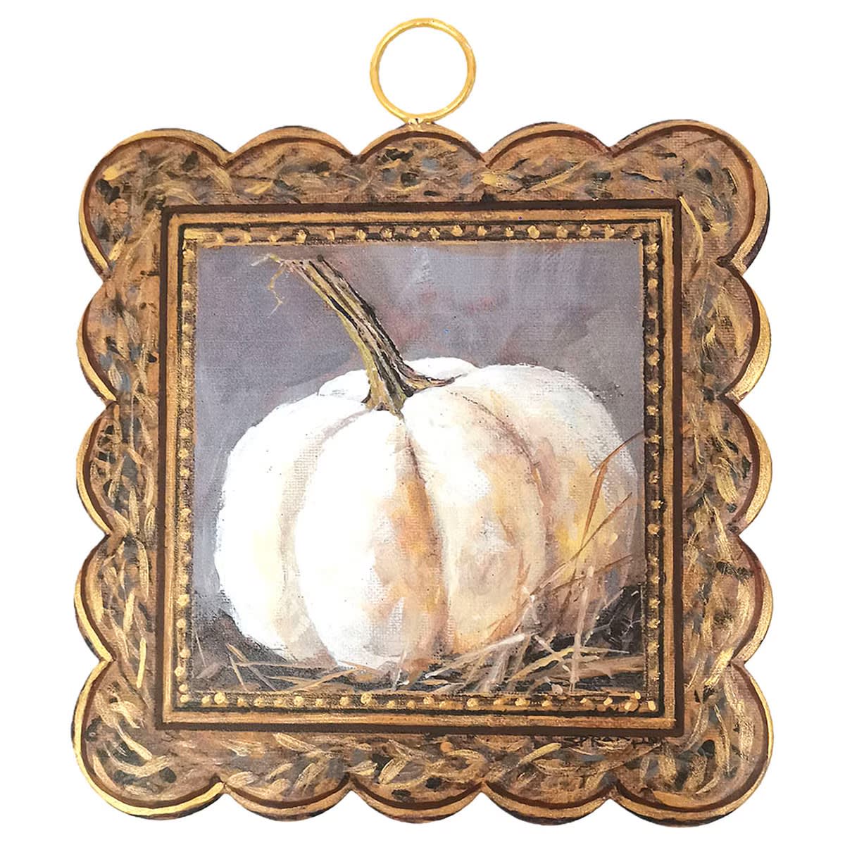 Mini Scallop Gilded White Pumpkin