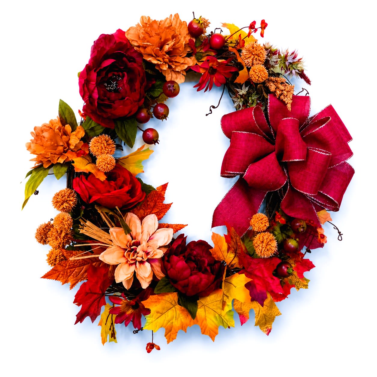 Deep Autumn Silk Wreath Flower Bouquet