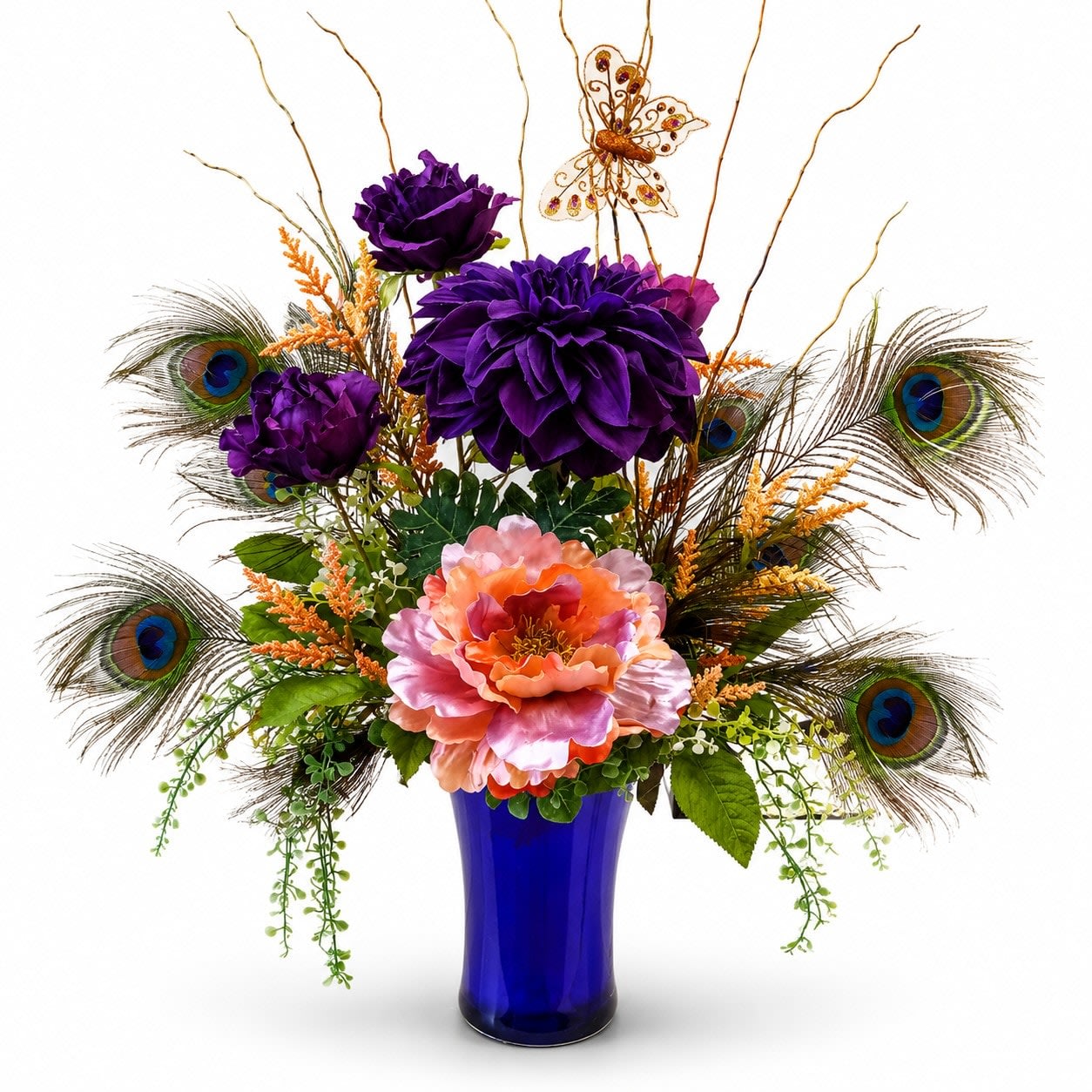 Peacock Purple Silk Arrangement Flower Bouquet