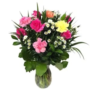 Blooming Bliss Bouquet | Mixed Roses & Carnations Flower Arrangement – Colorado Springs Delivery Flower Bouquet