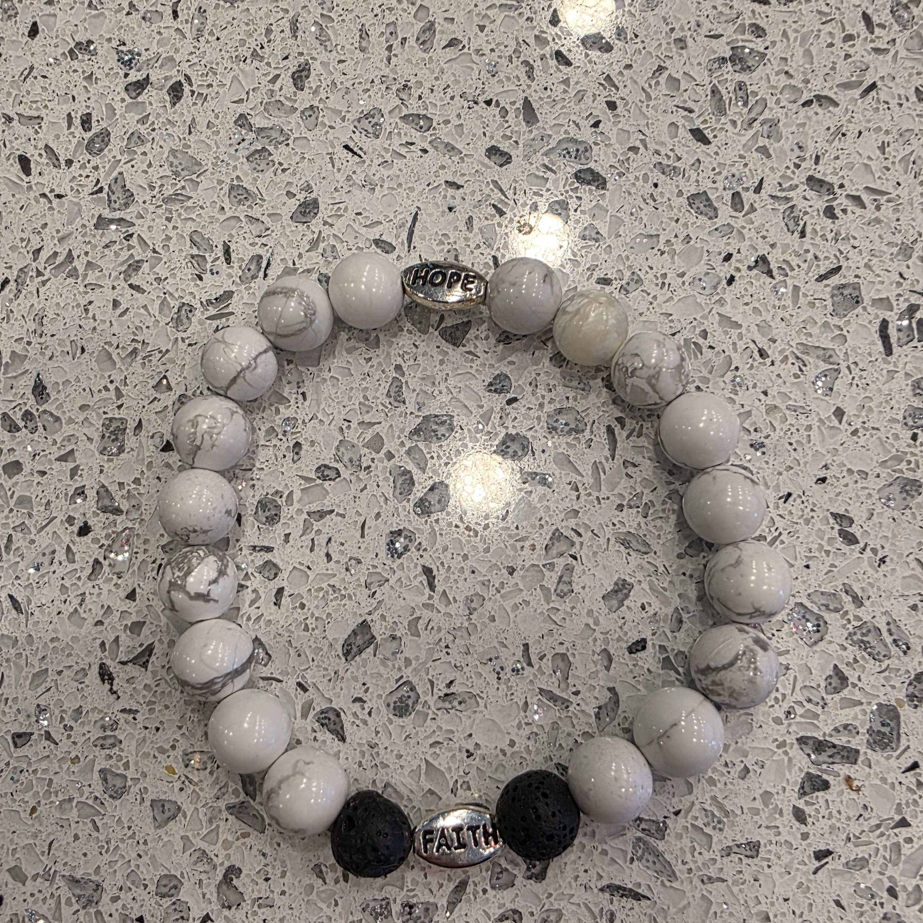 Howlite Lava Bracelet Faith & Hope