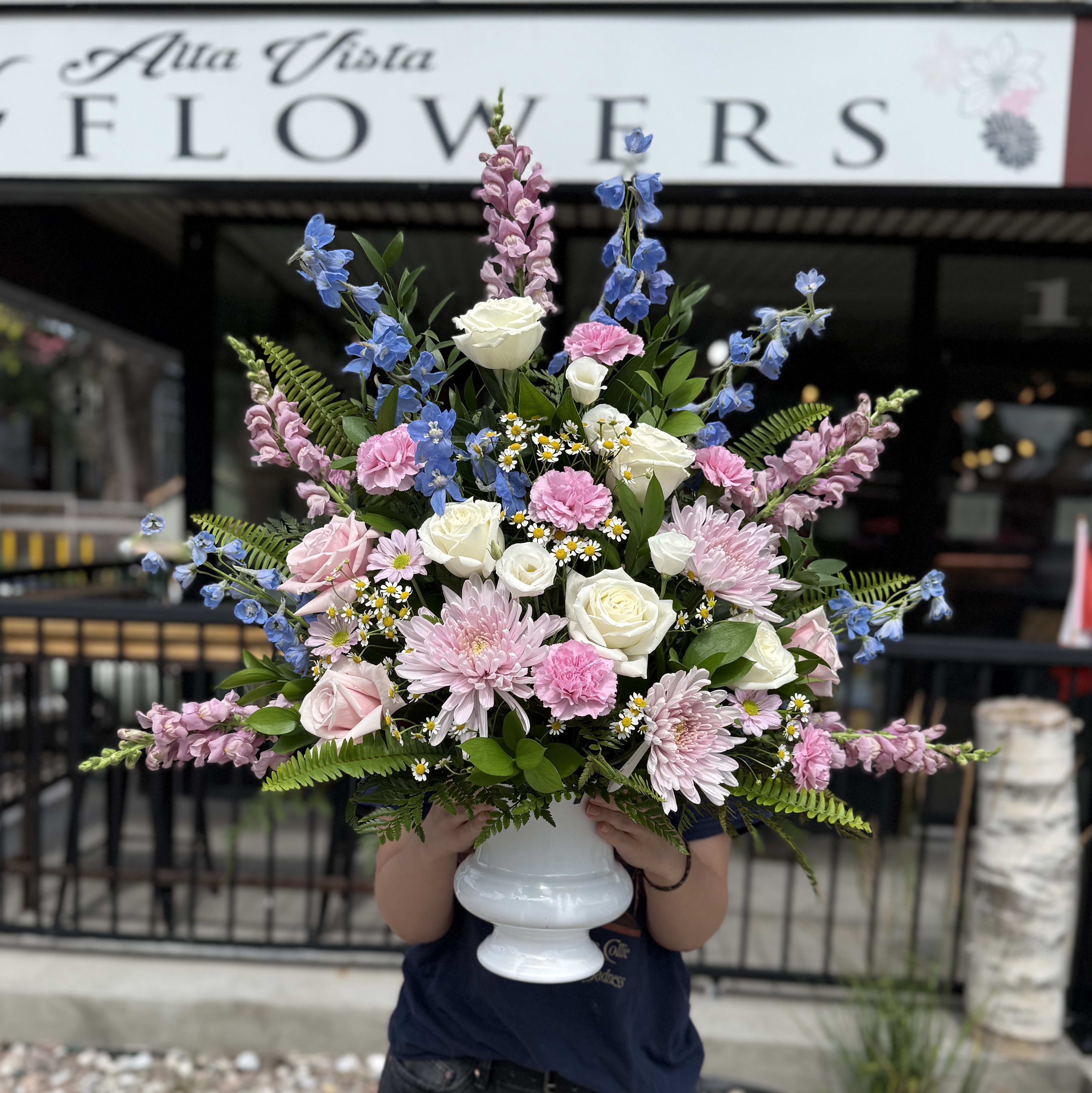 English Garden Urn Flower Bouquet
