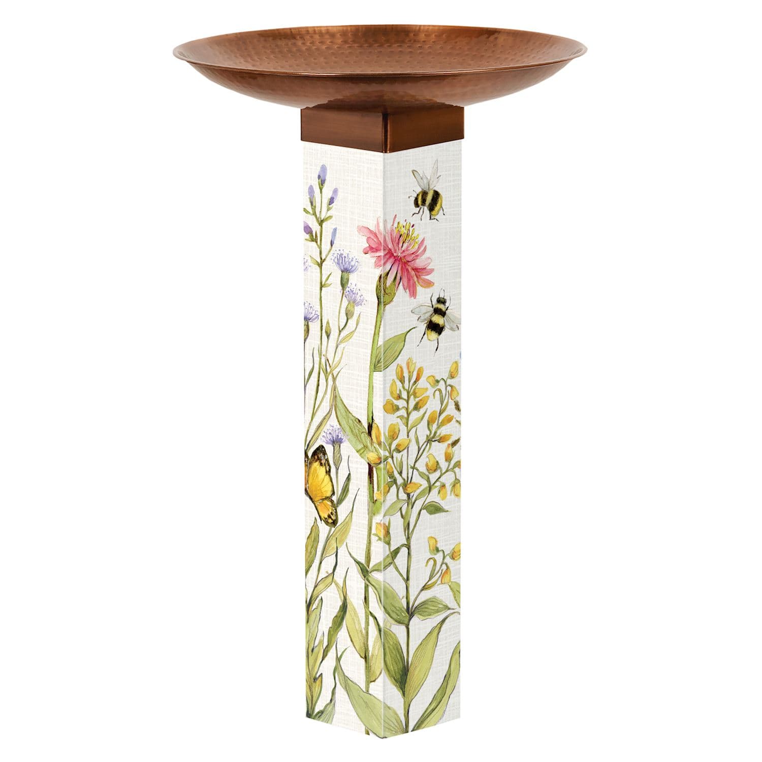 Bee Spring Bird Bath Art Pole Flower Bouquet