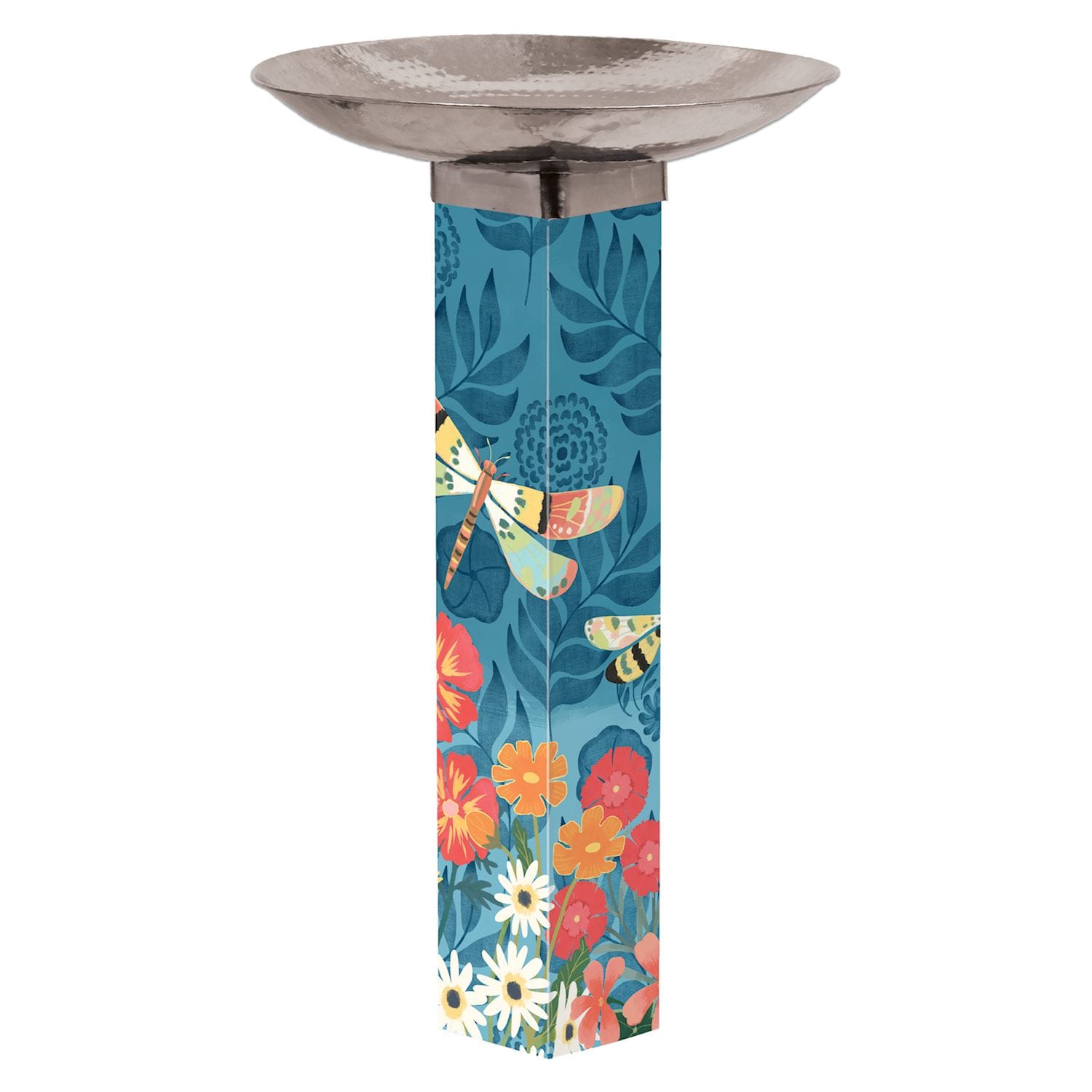 Dragonfly Dream Bird Bath Art Pole Flower Bouquet