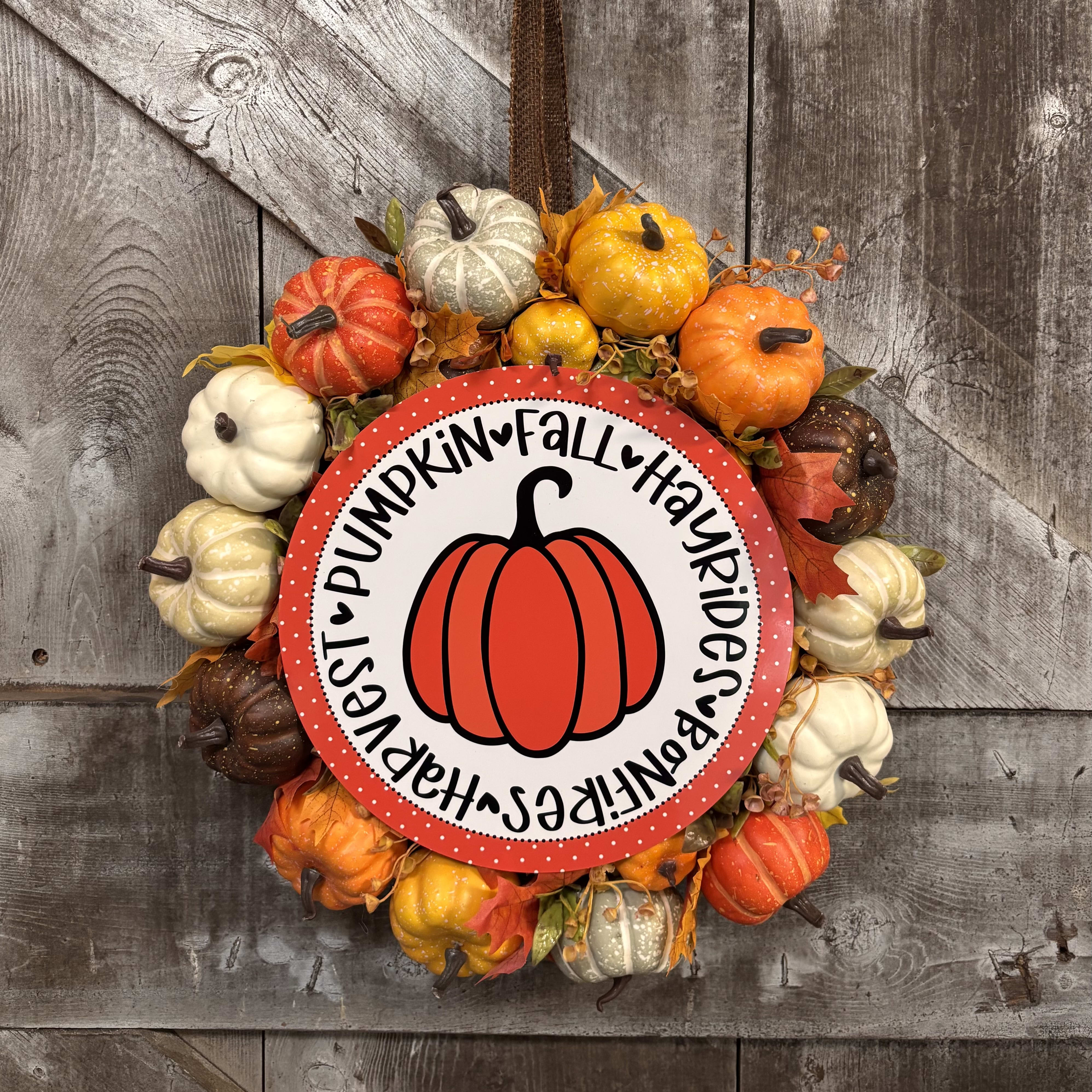 Fantastic Fall Silk (Artificial) Pumpkin Wreath