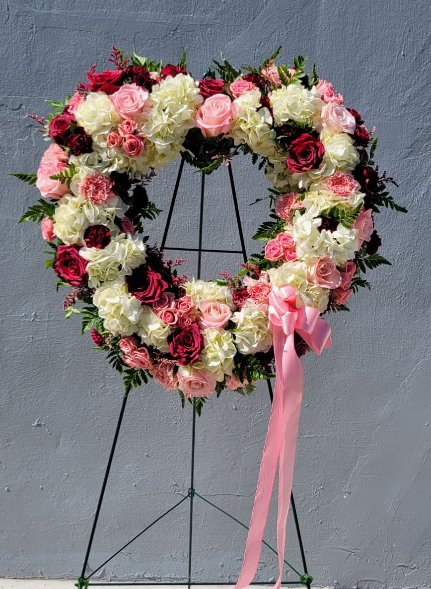 Burgundy and Pink Open Heart