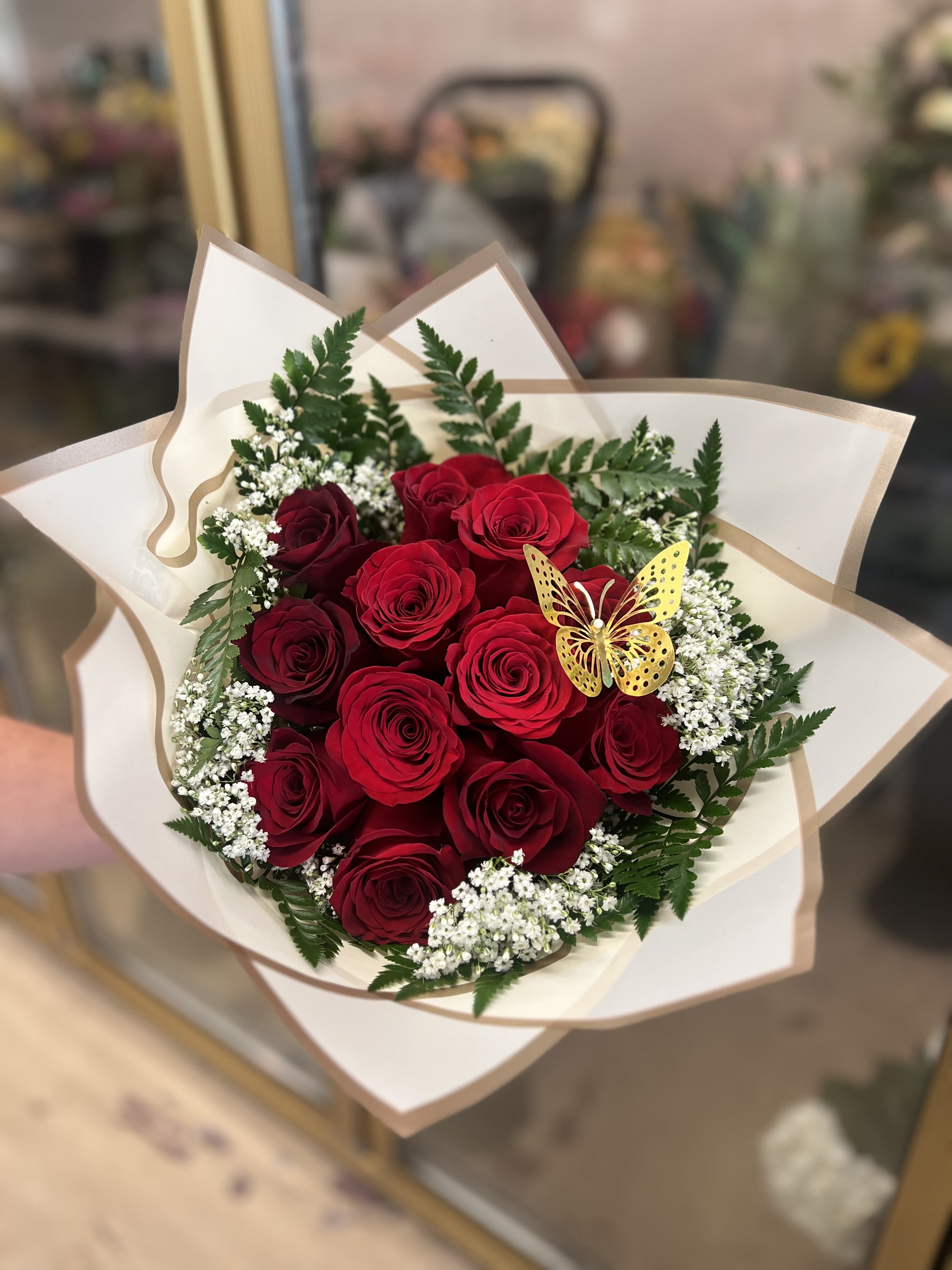 12 RED ROSES Flower Bouquet