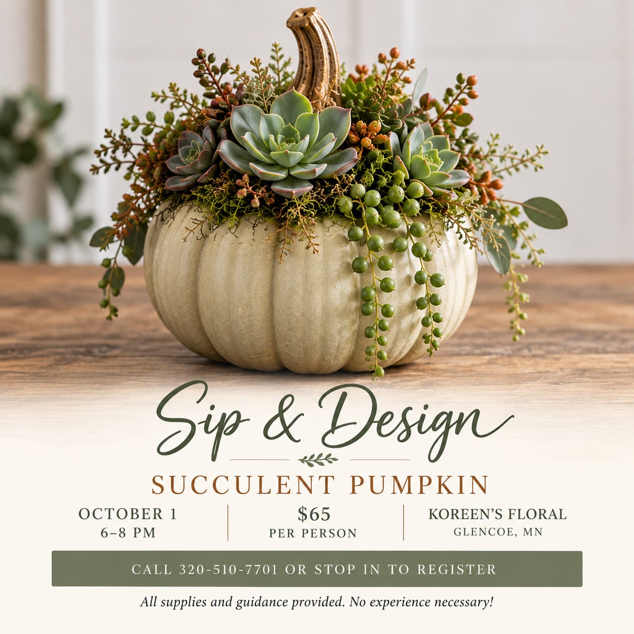 Succulent Pumpkin Class Flower Bouquet
