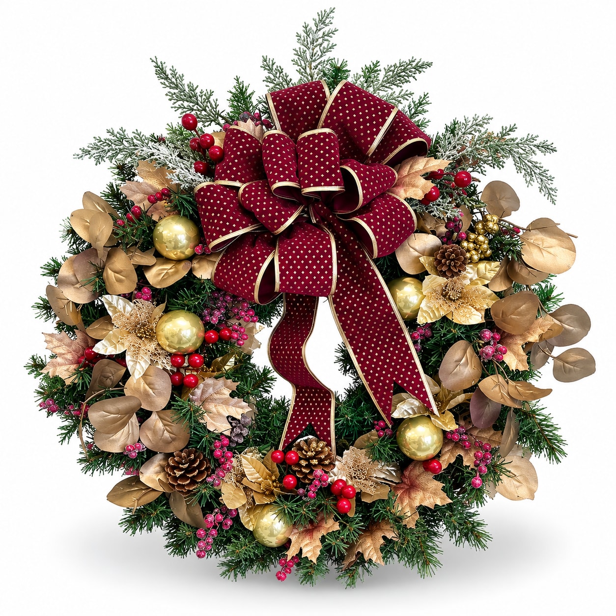 Rich Elegant Christmas Silk Wreath Flower Bouquet