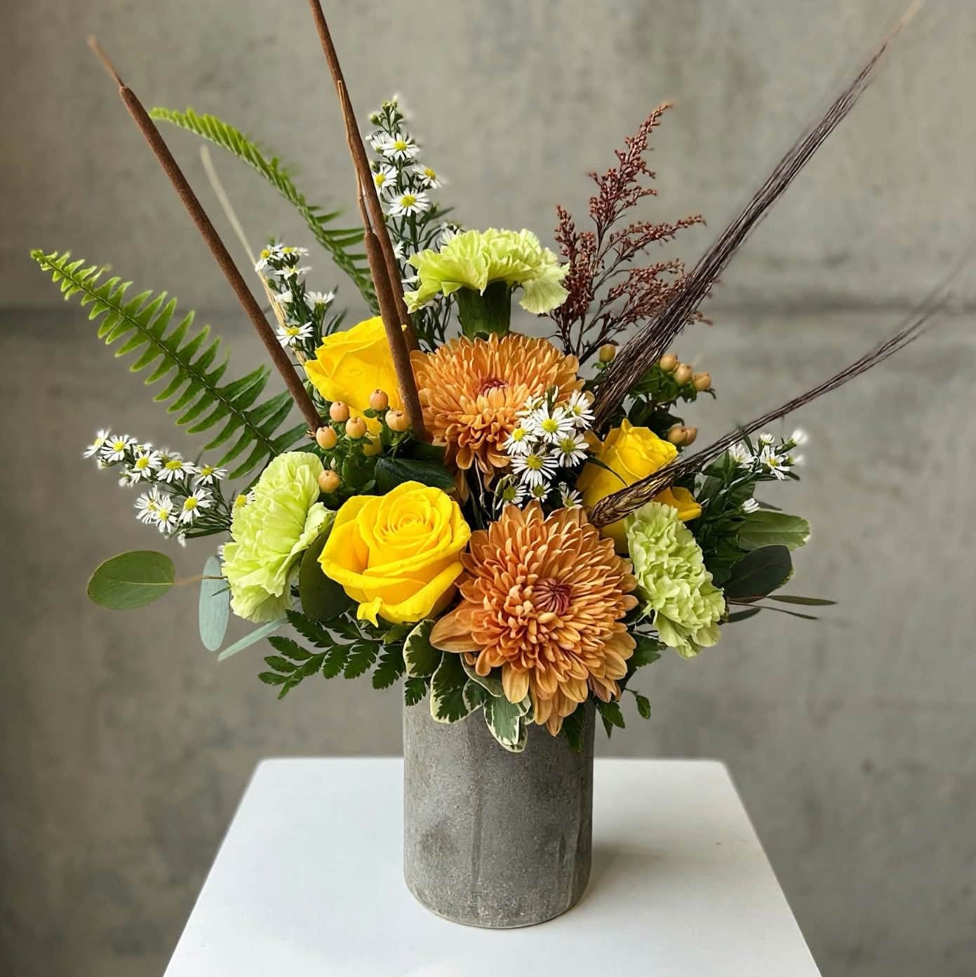 Cattails and Wheat Flower Bouquet