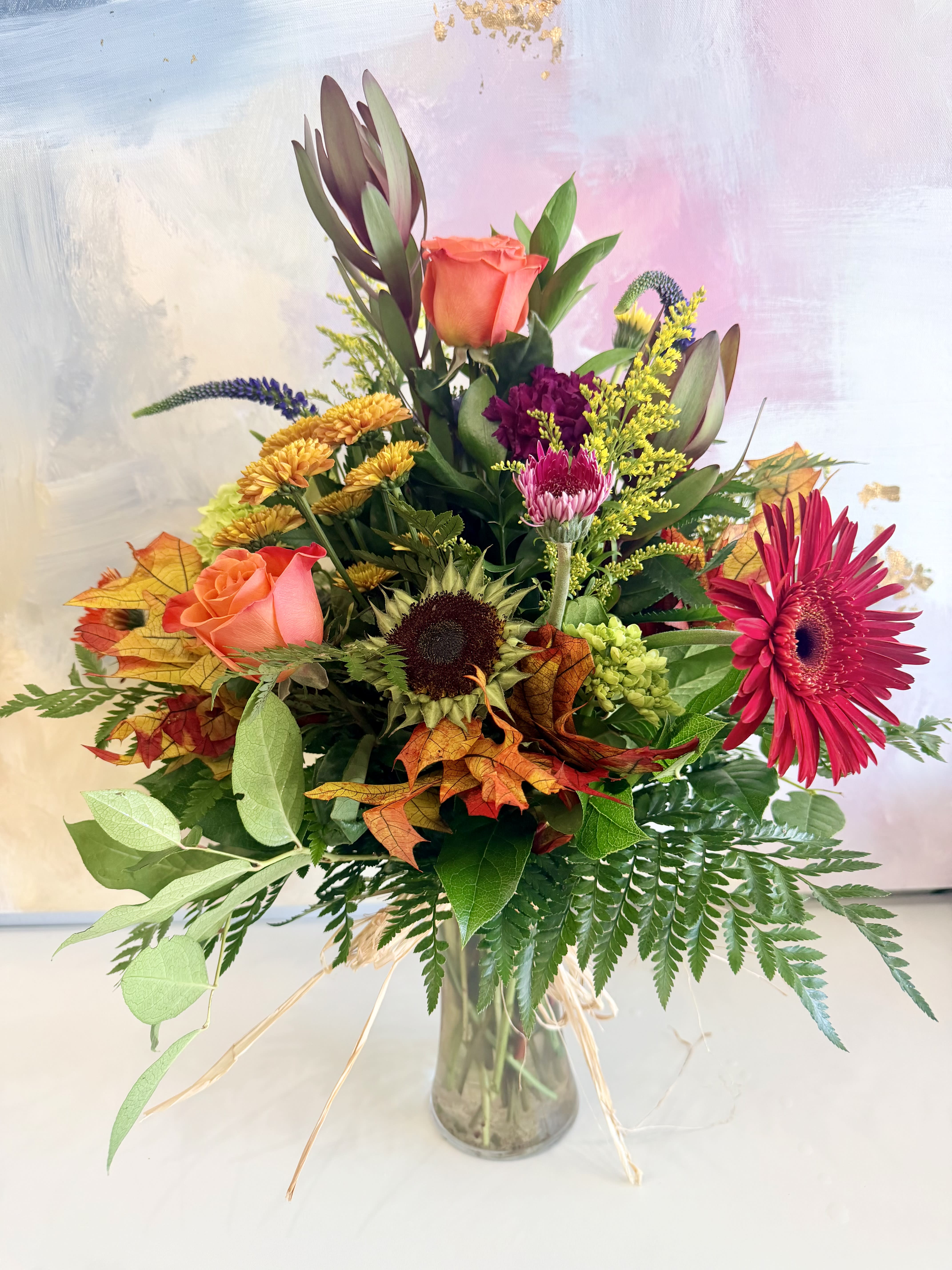 Crimson and Gold Harvest Flower Bouquet