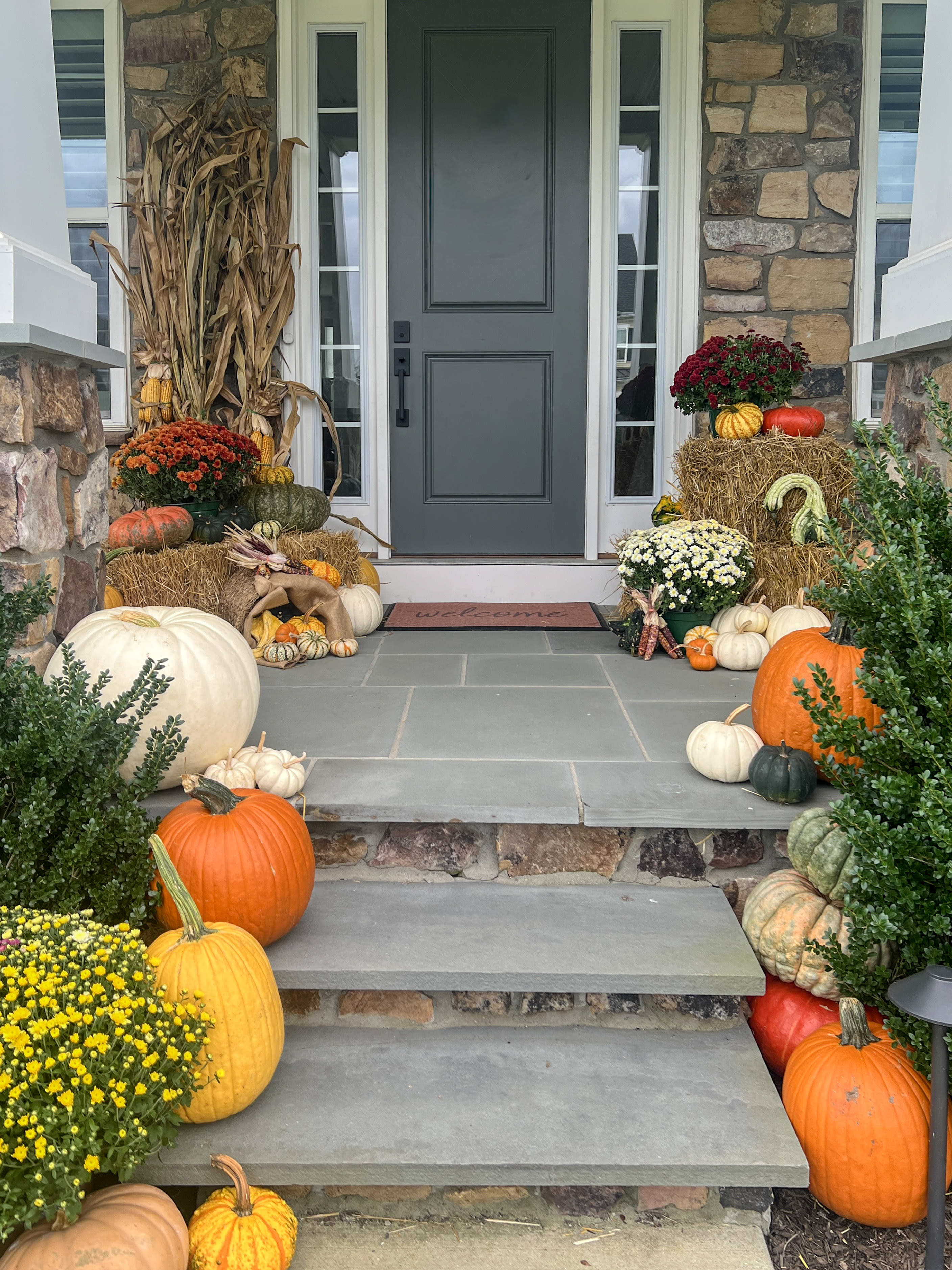 Fall Porch Installation Flower Bouquet