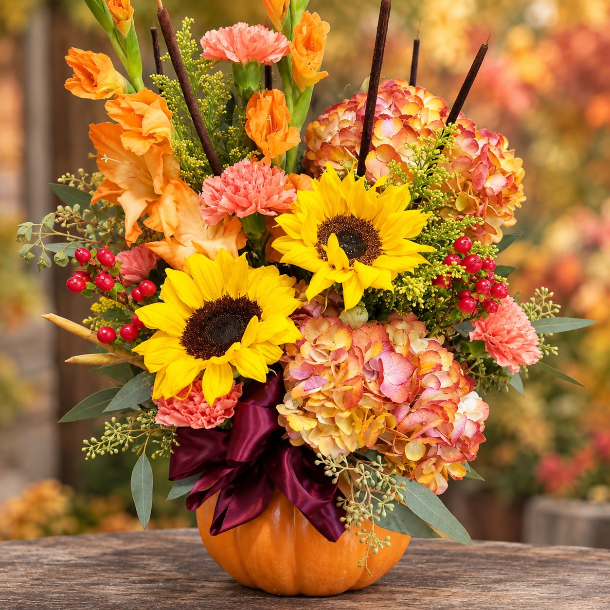 Hydrangea Pumpkin Flower Bouquet