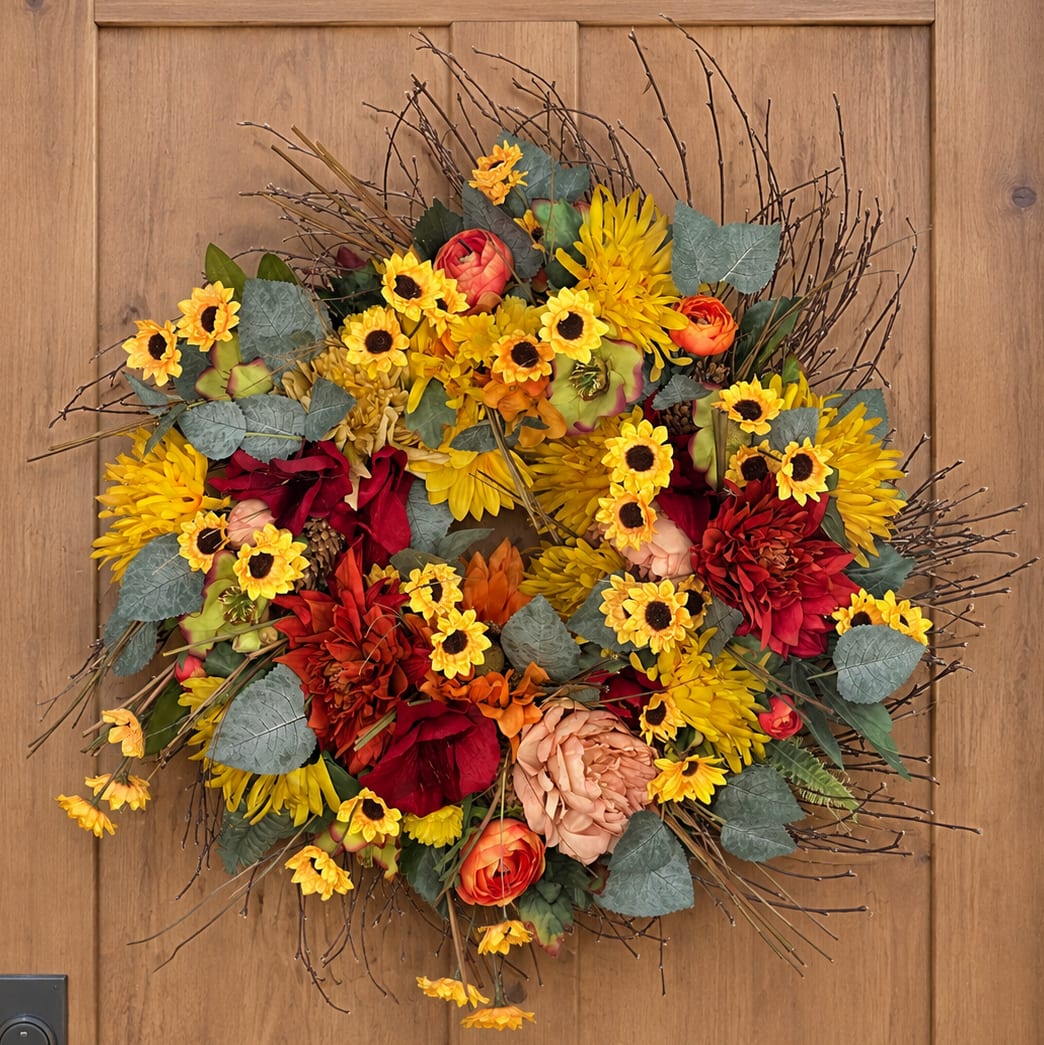 Vibrant Autumn Twig Artificial Wreath