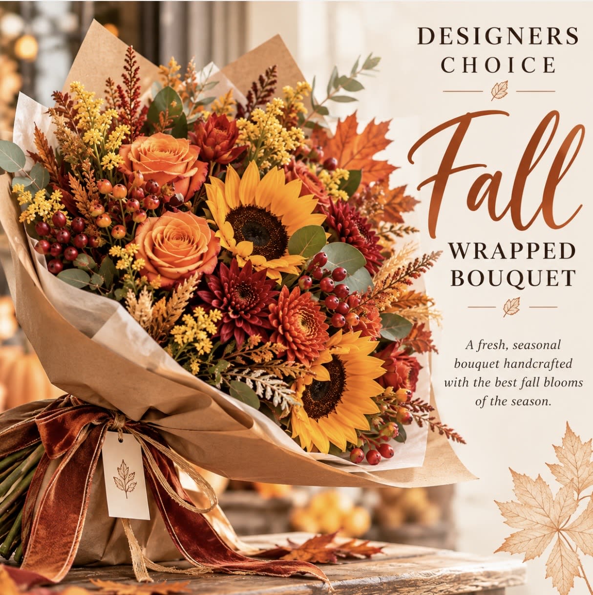 Designer's Choice Fall Wrapped Bouquet Flower Bouquet