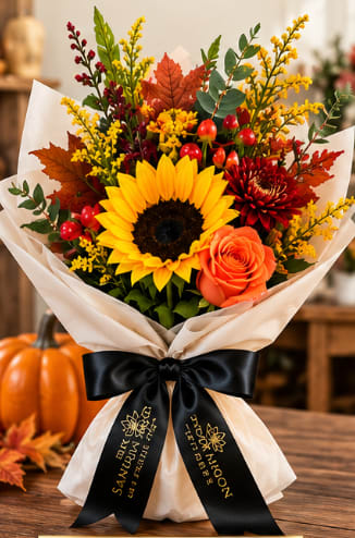 Fall Decor Wrapped Bouquet Flower Bouquet