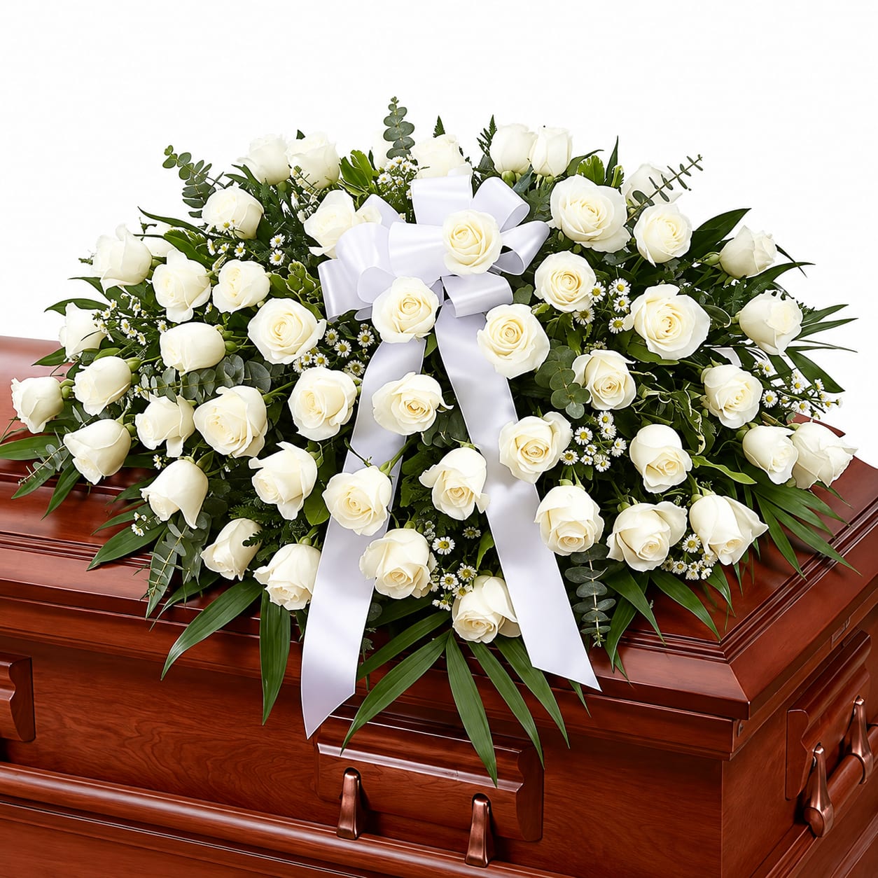 White Rose Casket Spray
