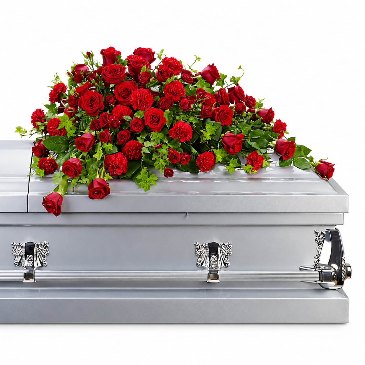 Red Rose Reverence Casket Spray