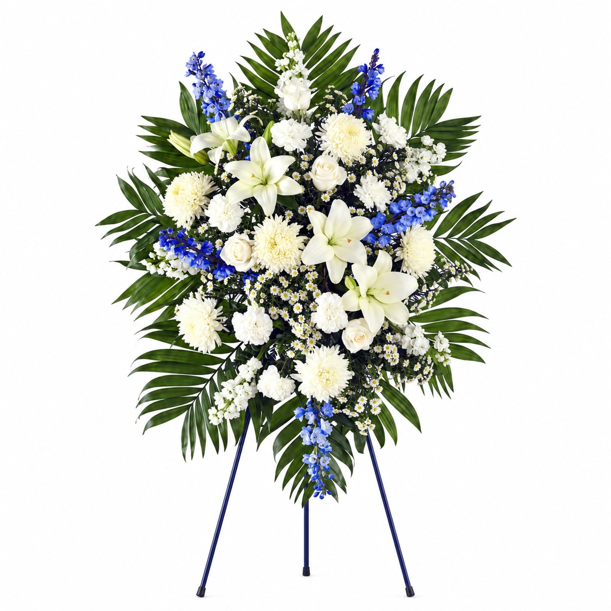 Blue and White Standing Spray