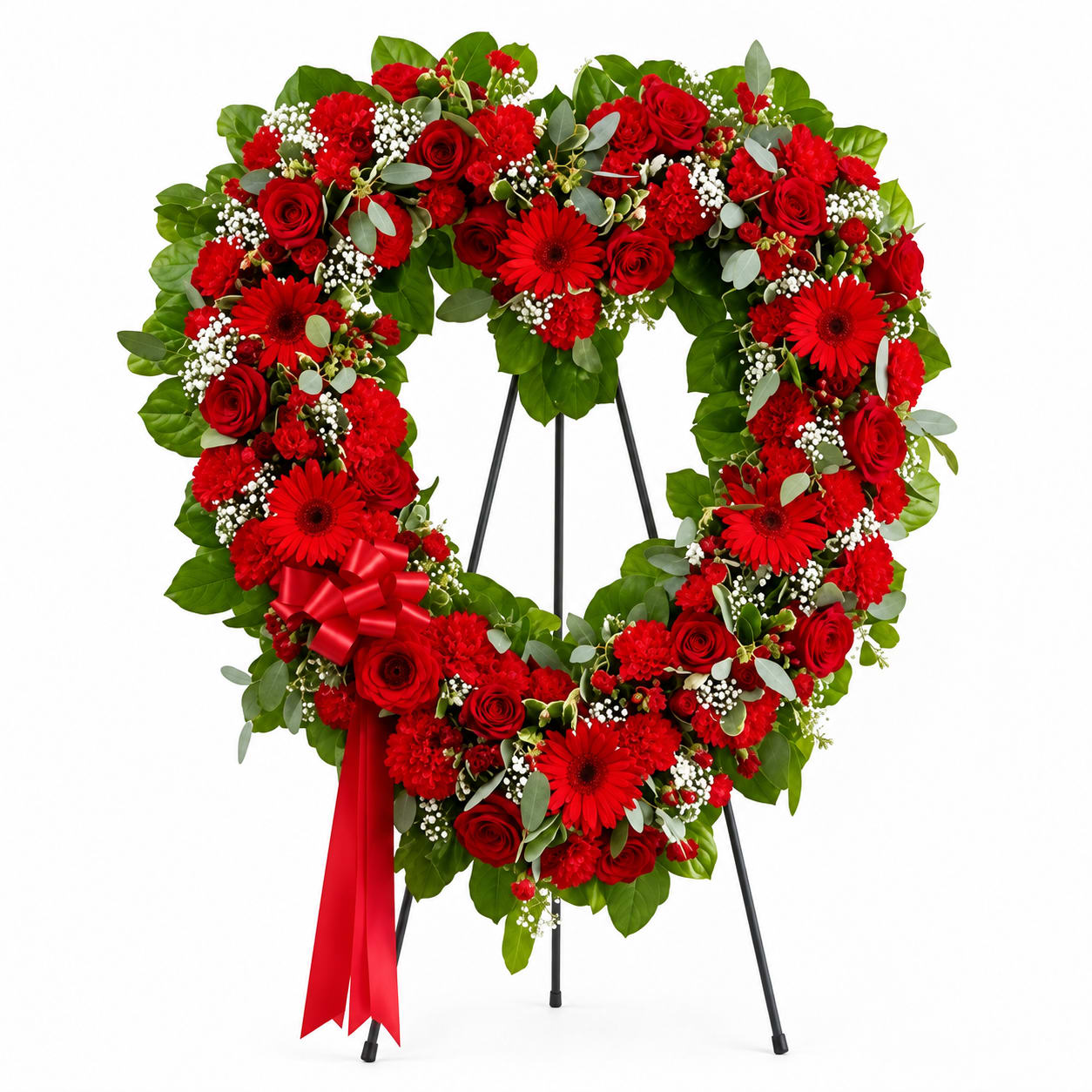 Always Remember Red Floral Heart Tribute
