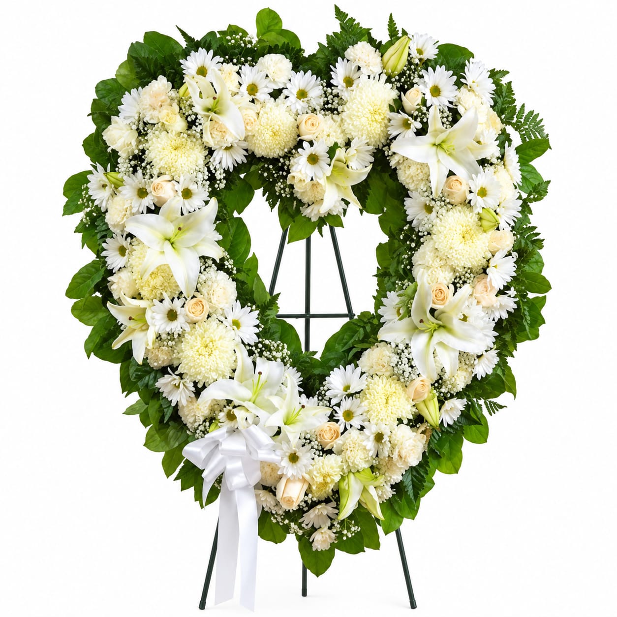 Always Remember White Floral Heart Tribute Spray