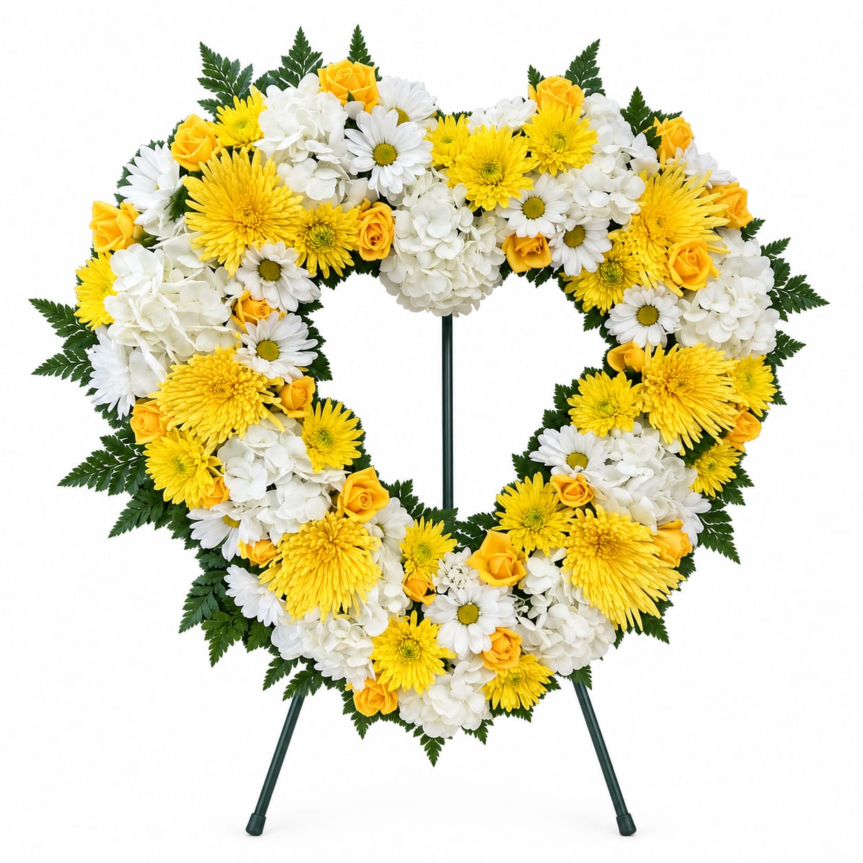 Open Heart Yellow & White Standing Spray