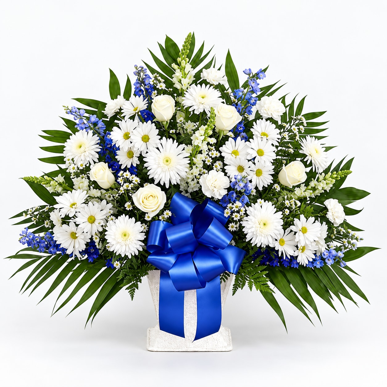 Heartfelt Tribute Blue & White Floor Basket