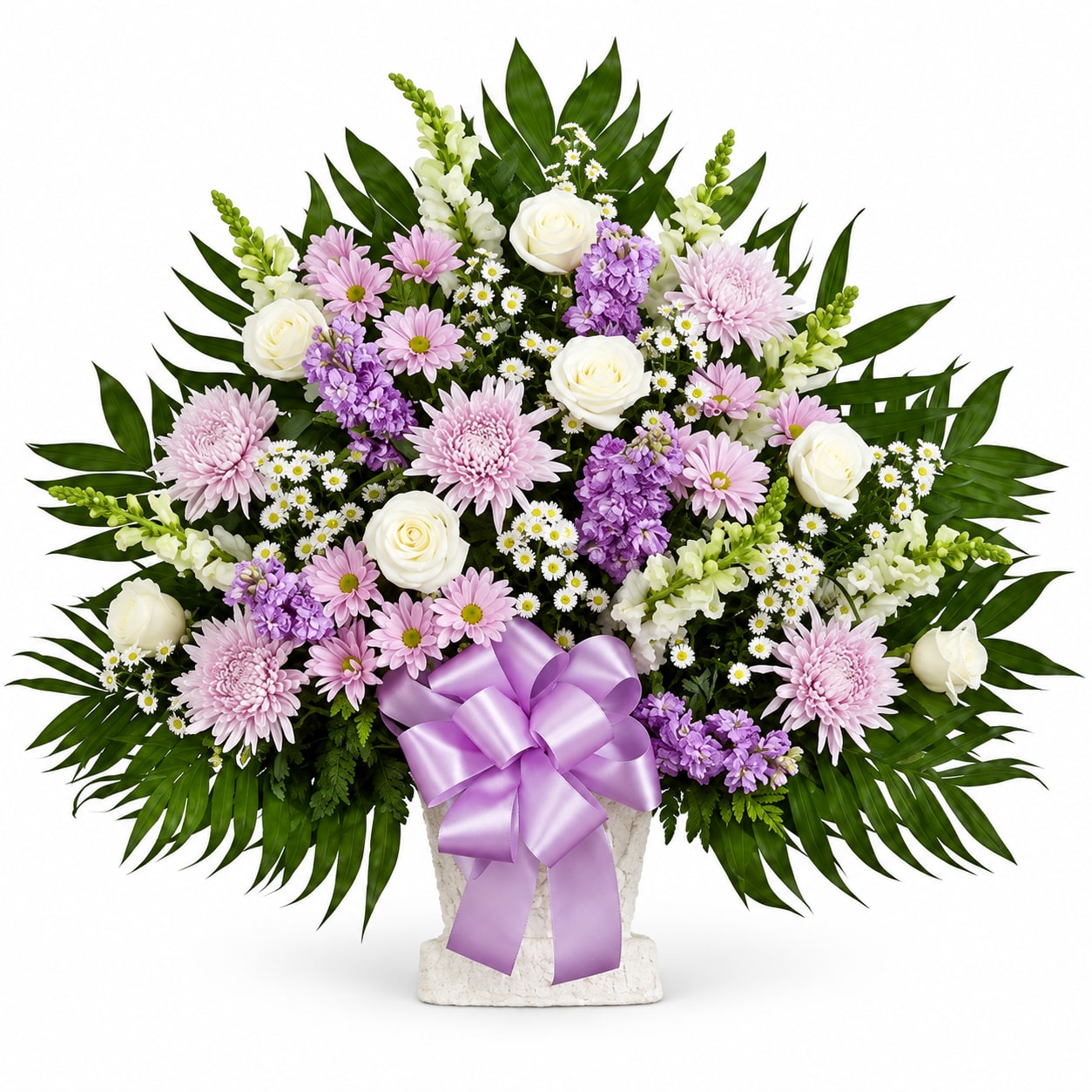 Heartfelt Tribute Lavender & White Floor Basket