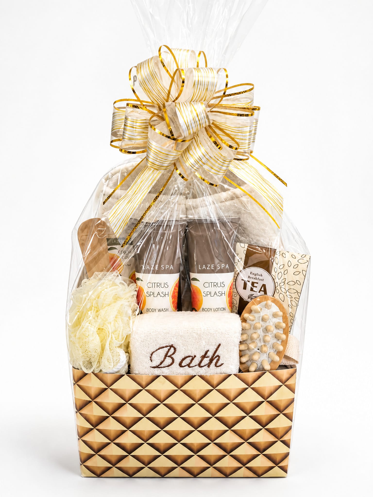 Golden Retreat Spa Gift Basket Flower Bouquet